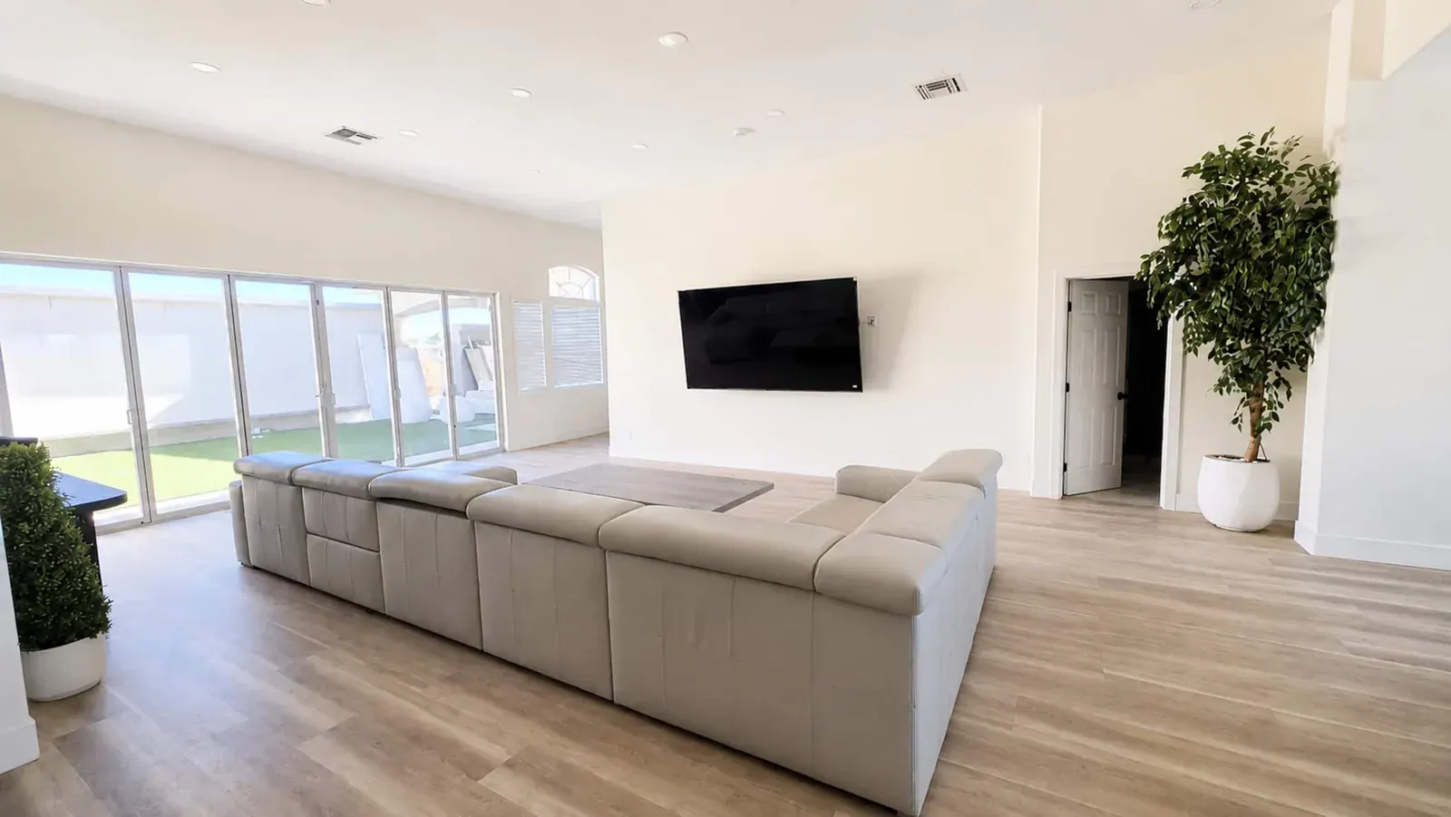 Family entertainment room with a 100-inch screen