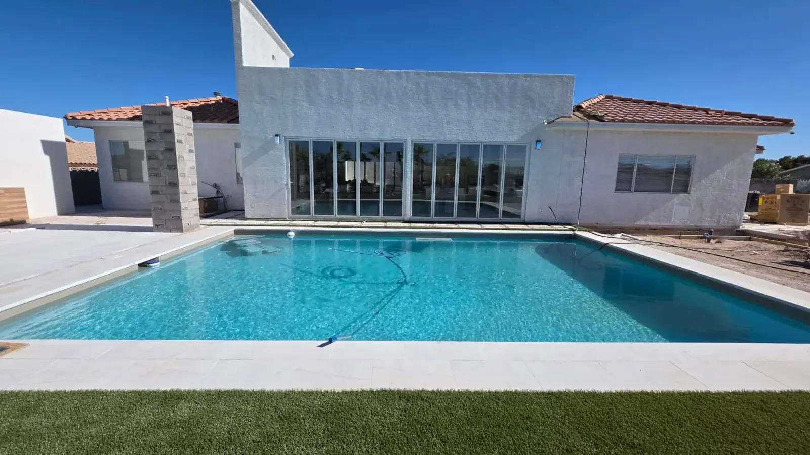 The heated pool and surrounding deck