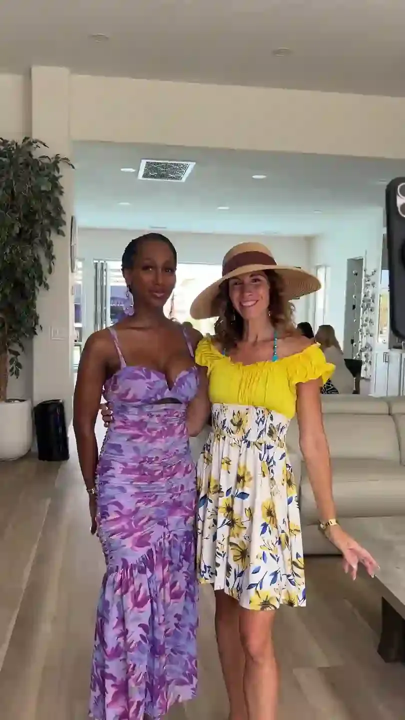 Two guests in the villa’s great room